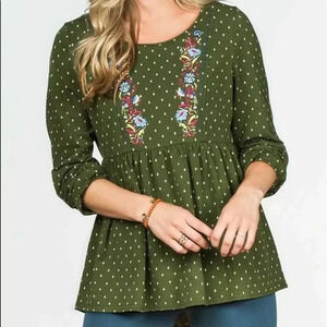 Matilda Jane Through Generations Top Tunic Size XL Peplum Keyhole